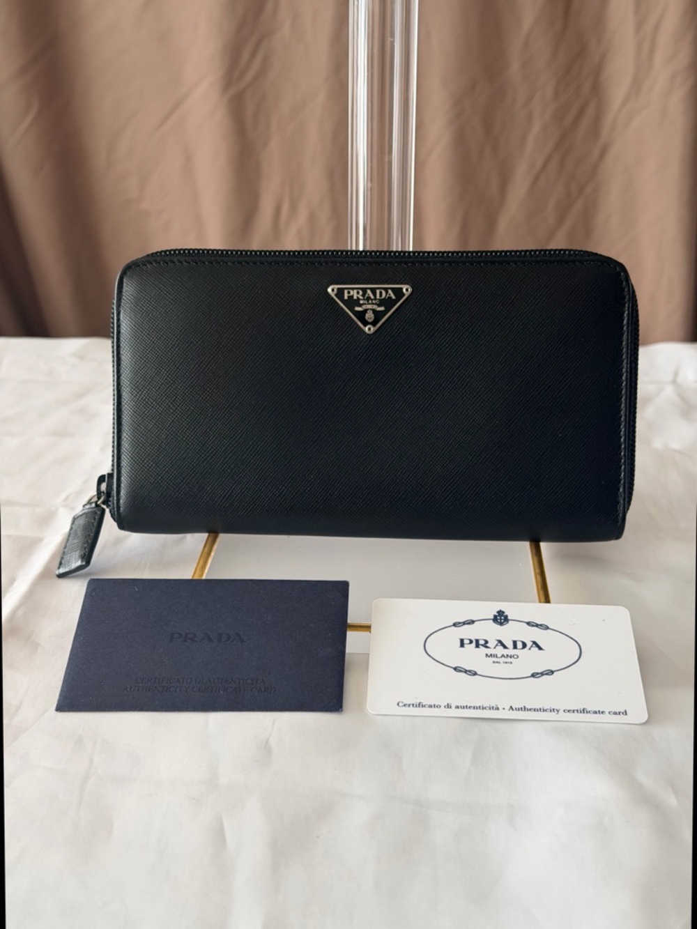Pristine Prada Saffiano Leather Zip-Around Wallet M506A- -NWOT